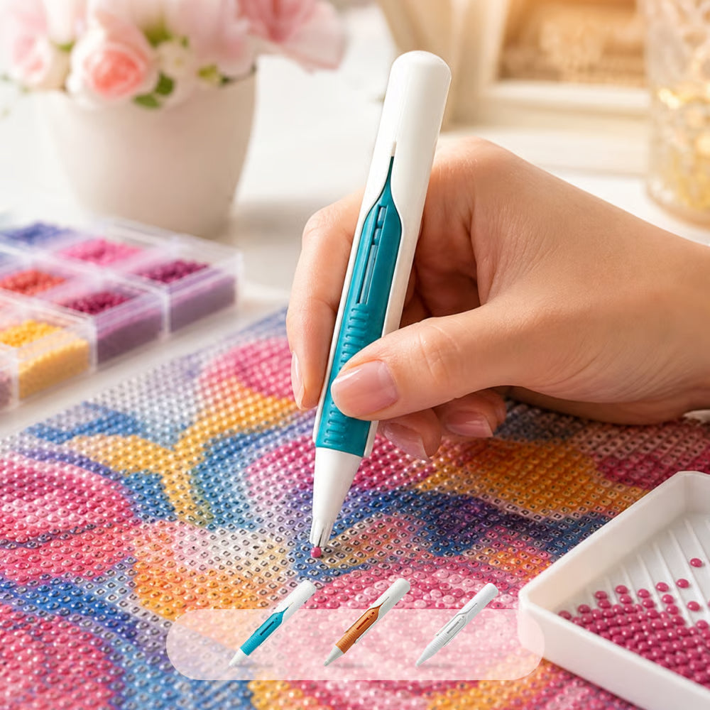 Automatic Diamond Painting Bead Dispenser Pen & Tray Set