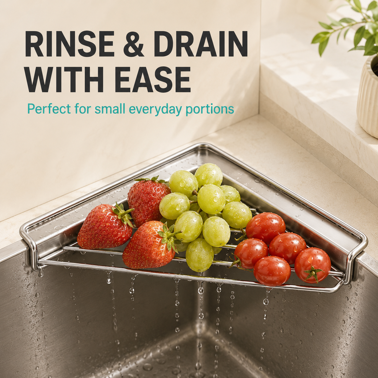 🔥 Limited-Time Deal🧽 Stainless Steel Corner Sink Shelf – Triangular Drainage Rack for Sponge, Cloth & Brush Storage
