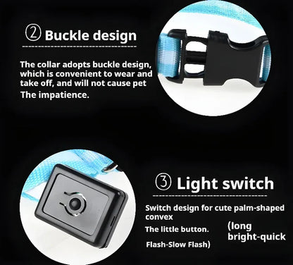 🌟LED Safety Glowing Flashing Dog Collar Night Illuminated Glow In The Dark🐕