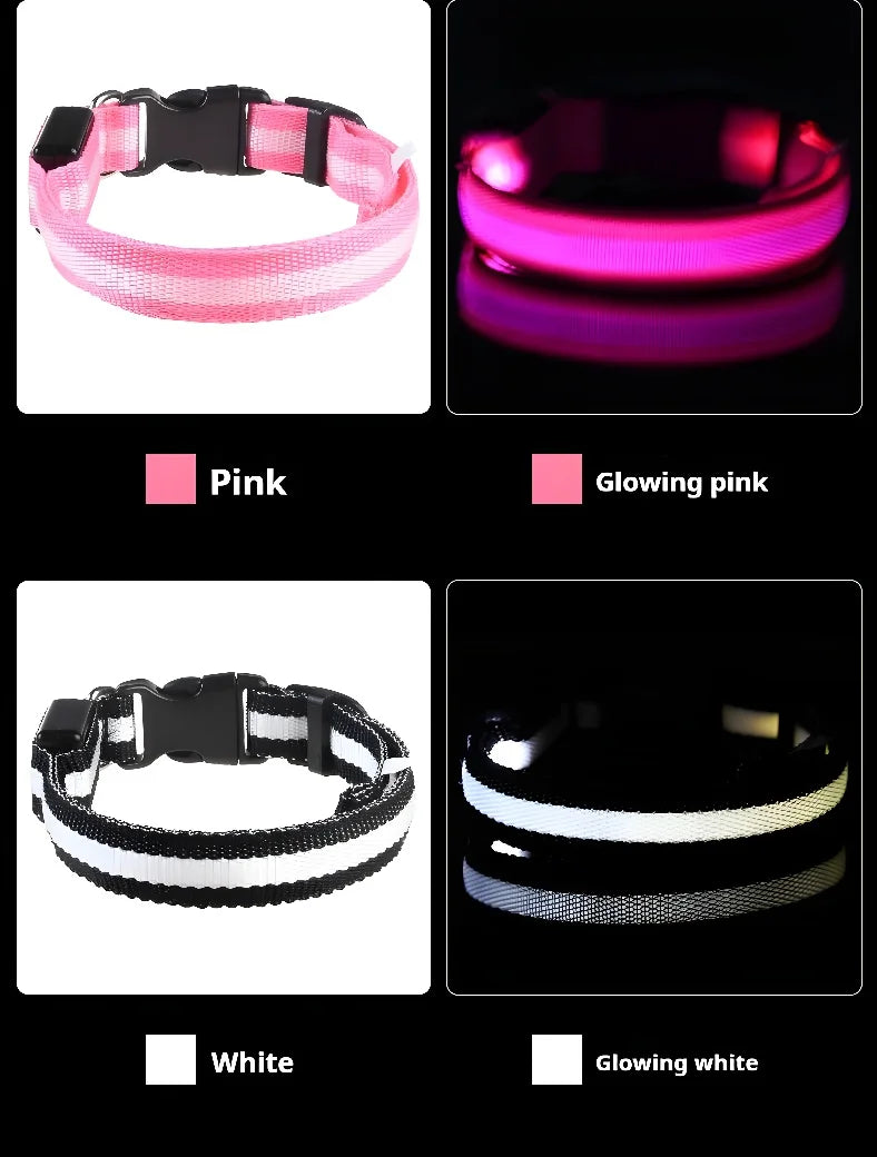 🌟LED Safety Glowing Flashing Dog Collar Night Illuminated Glow In The Dark🐕