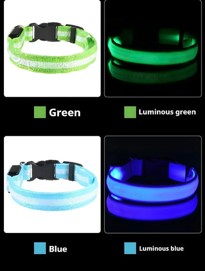 🌟LED Safety Glowing Flashing Dog Collar Night Illuminated Glow In The Dark🐕