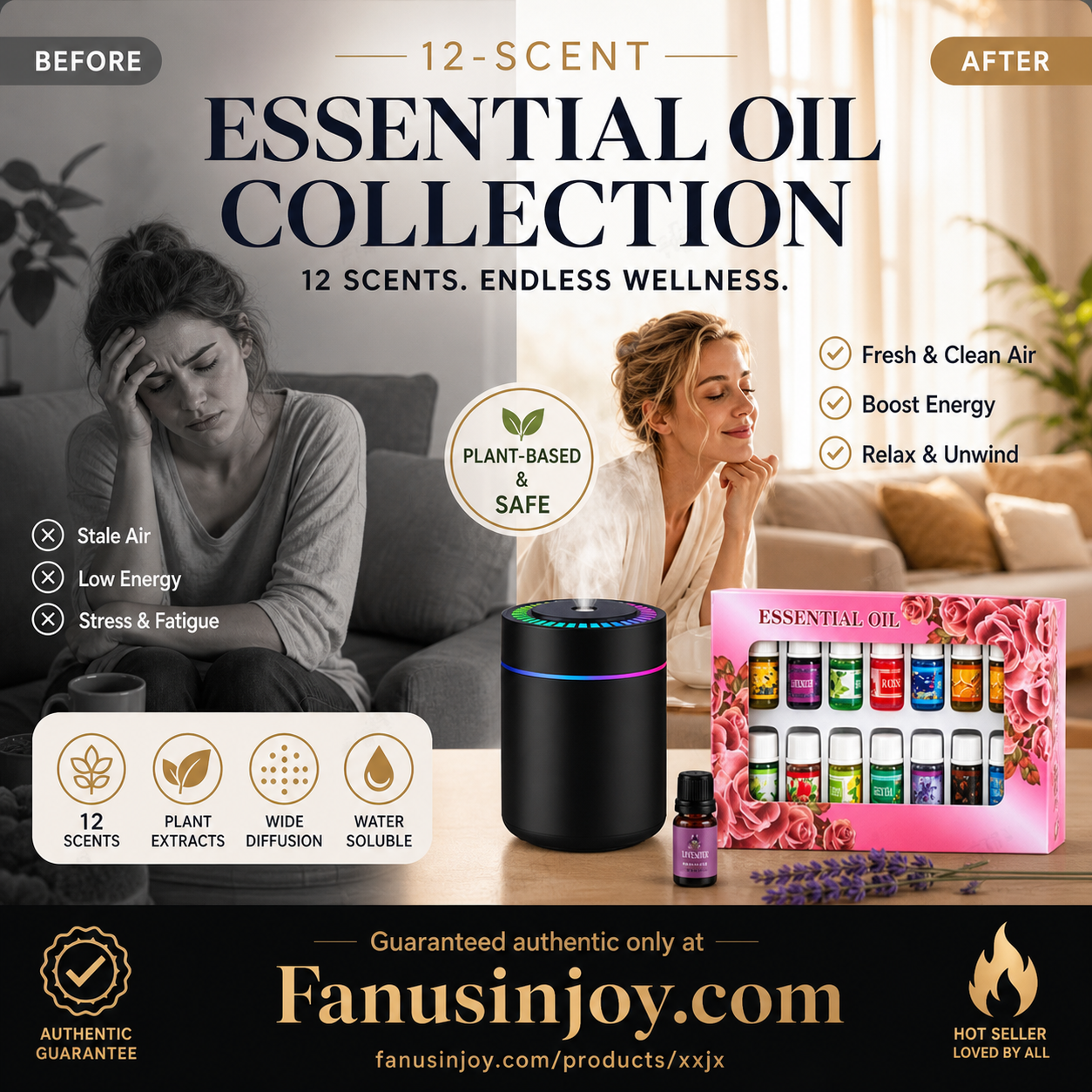 🌺The fresh scent lifts your mood！🌷12-Pack Water Soluble Essential Oils Set