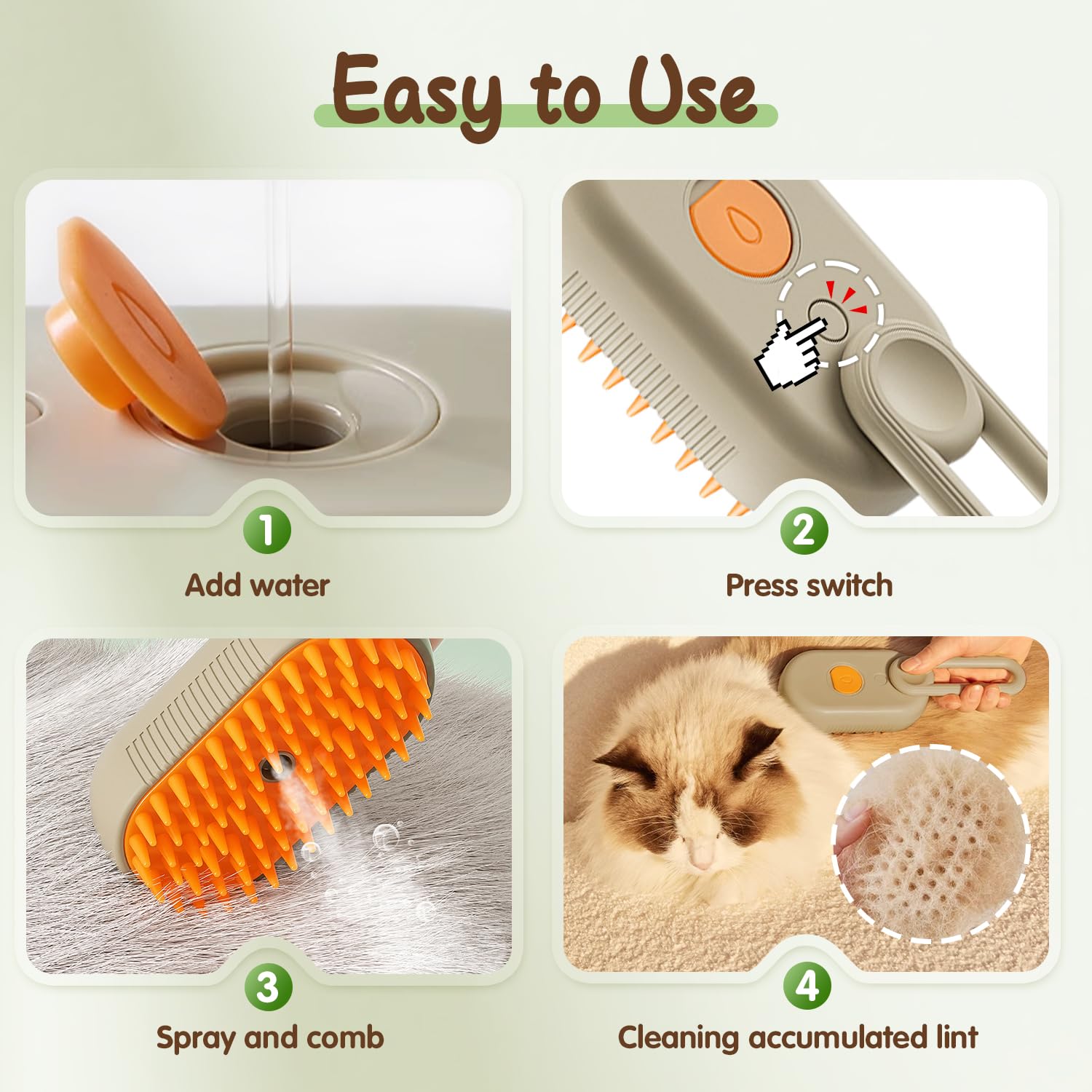 🔥Last Day Buy 1 Get 1 Free $14.99 Each🔥PuffEase Spritz: Quick & Easy Pet Hair Remover Comb